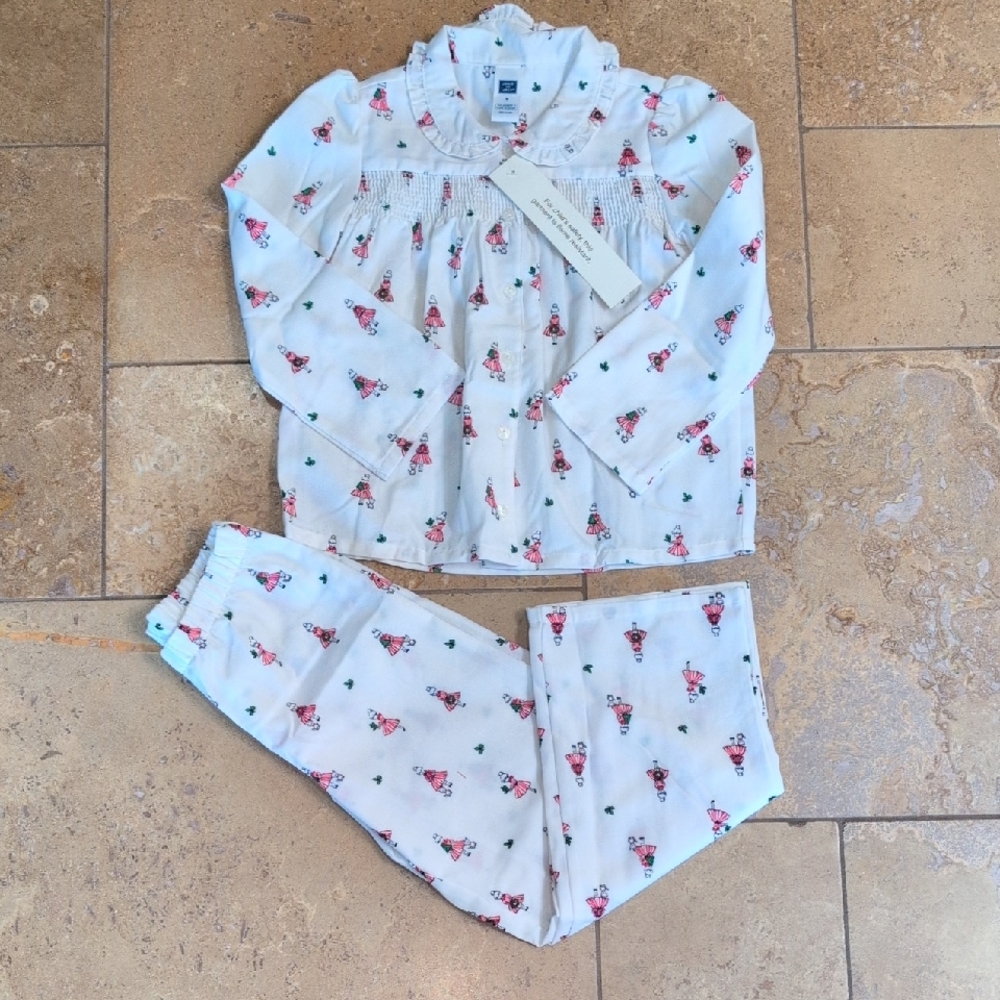 Janie and Jack girl pajamas. Red and green girl with holly print. Size 6.